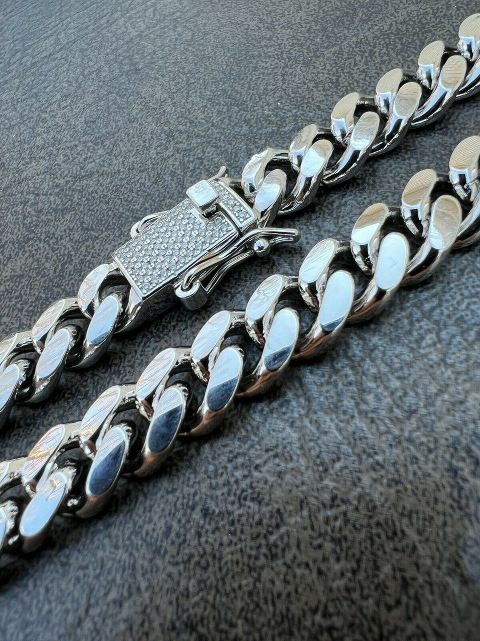 Real Miami Cuban Link Chain Necklace Bracelet Solid 925 Silver MOISSANITE Clasp