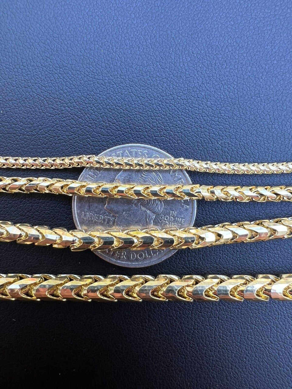 14k Real Solid Yellow Gold Franco Chain Or Bracelet 2mm - 3mm Necklace 8''-30"