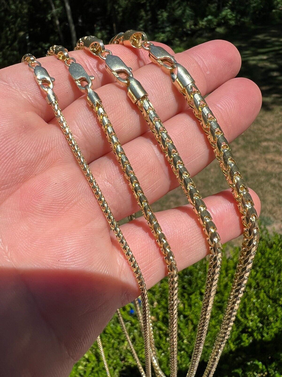 14k Real Solid Yellow Gold Franco Chain Or Bracelet 2mm - 3mm Necklace 8''-30"