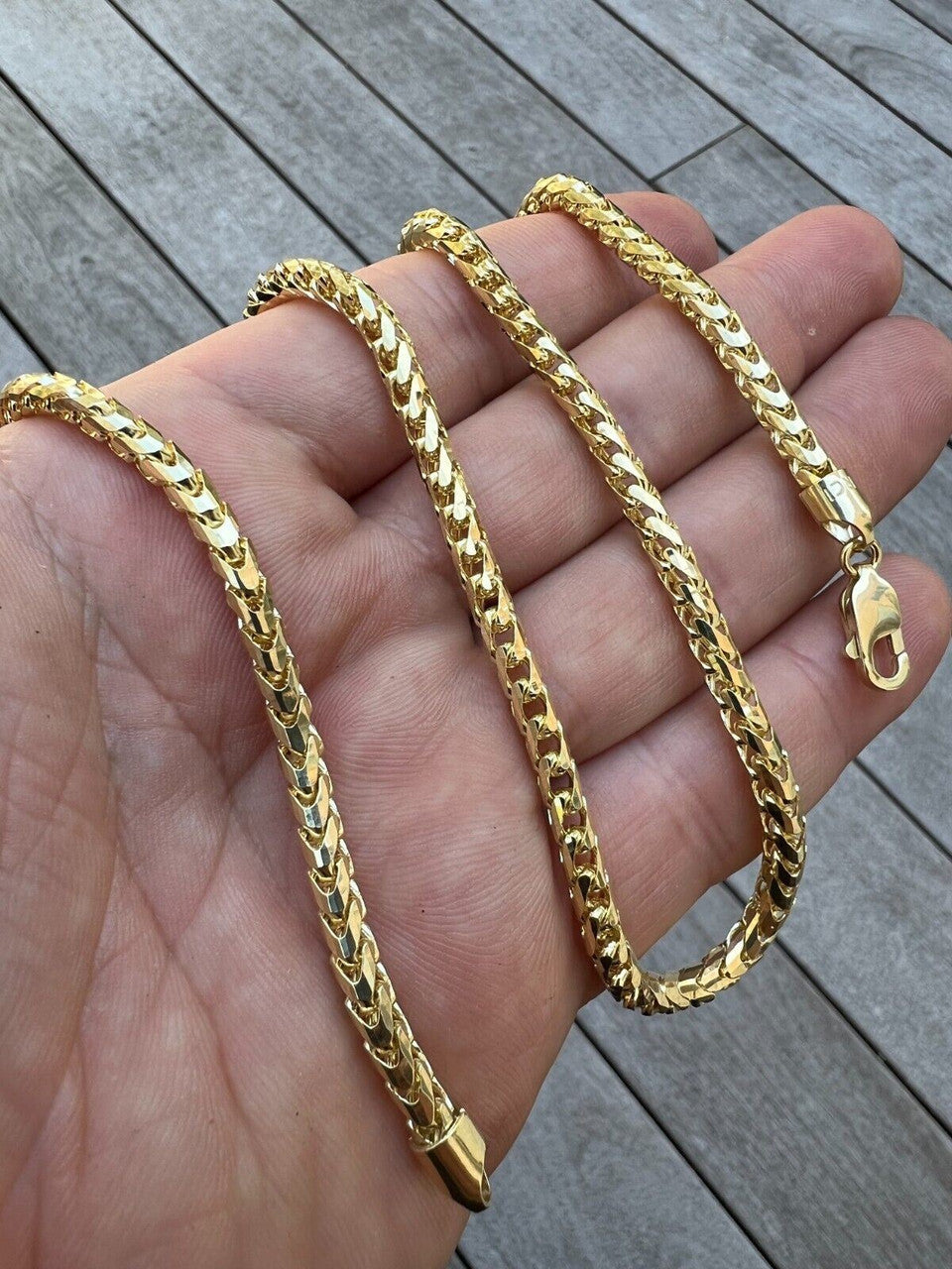 14k Real Solid Yellow Gold Franco Chain Or Bracelet 2mm - 3mm Necklace 8''-30"