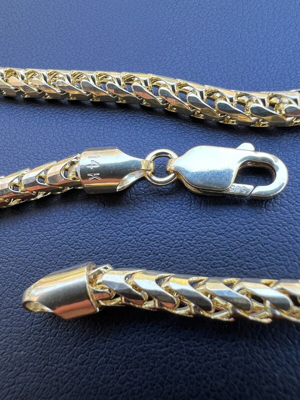 14k Real Solid Yellow Gold Franco Chain Or Bracelet 2mm - 3mm Necklace 8''-30"