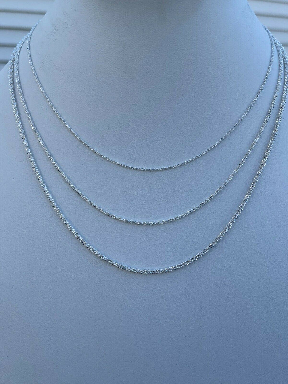 Real Solid 925 Sterling Silver Diamond Cut Sparkle Rope Chain Necklace 1mm - 3mm