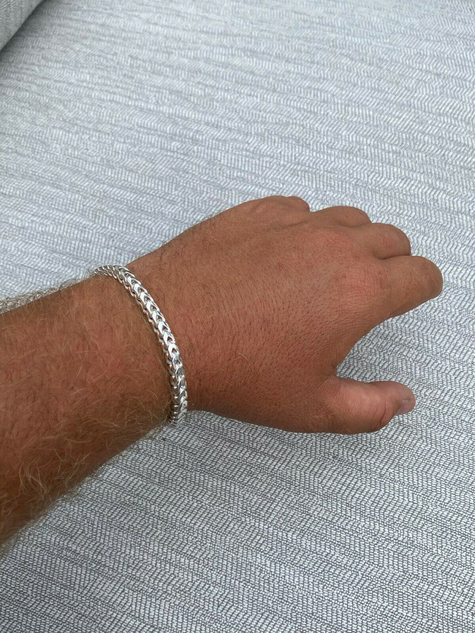 Real Solid 925 Sterling Silver Franco Bracelet 2.5-5mm ITALY MADE Men's Pulsera