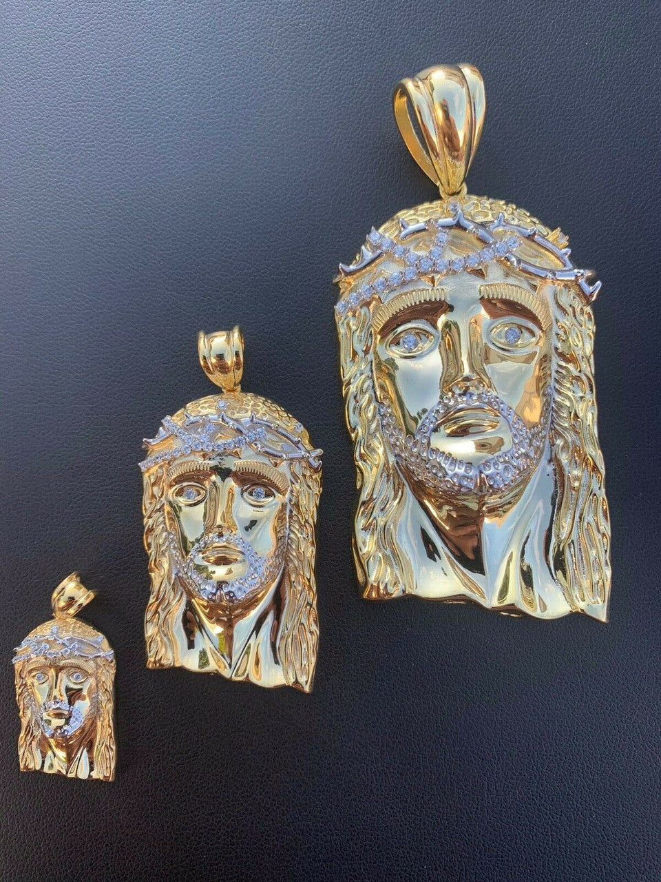 Solid 925 Silver 14k Gold Jesus Piece Pendant