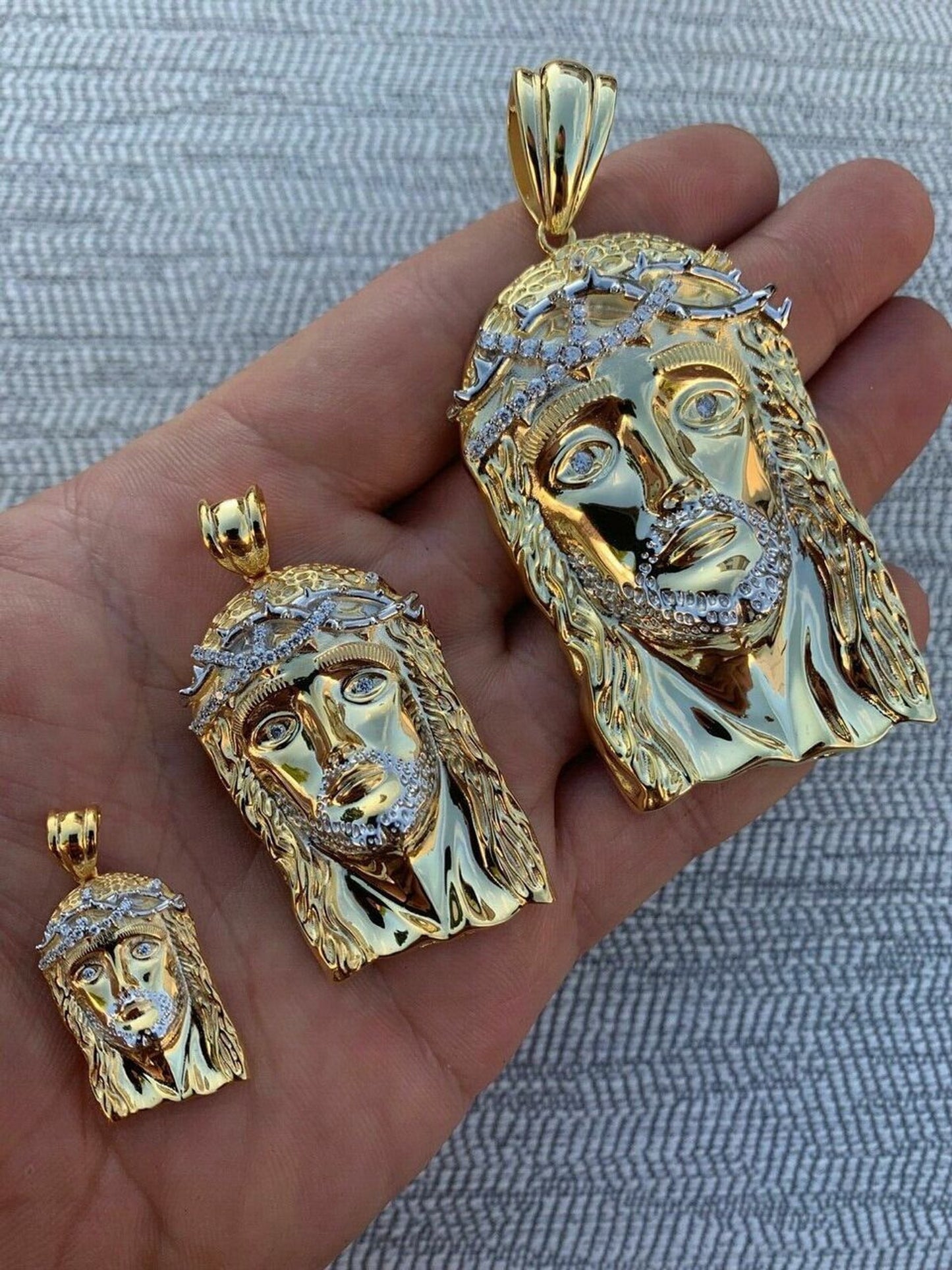 Solid 925 Silver 14k Gold Jesus Piece Pendant