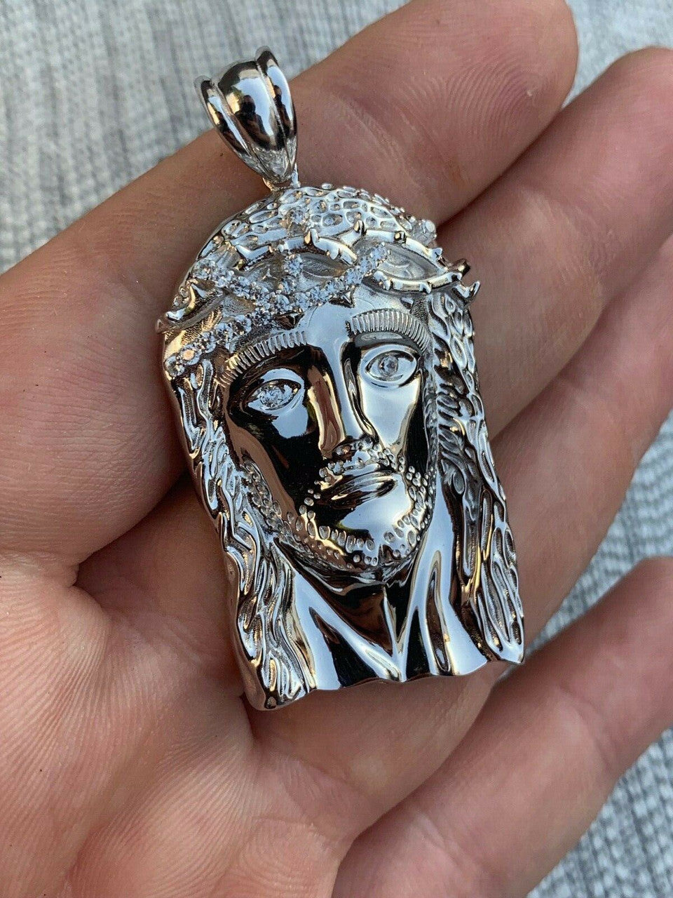 Solid 925 Sterling Silver Jesus Pendant