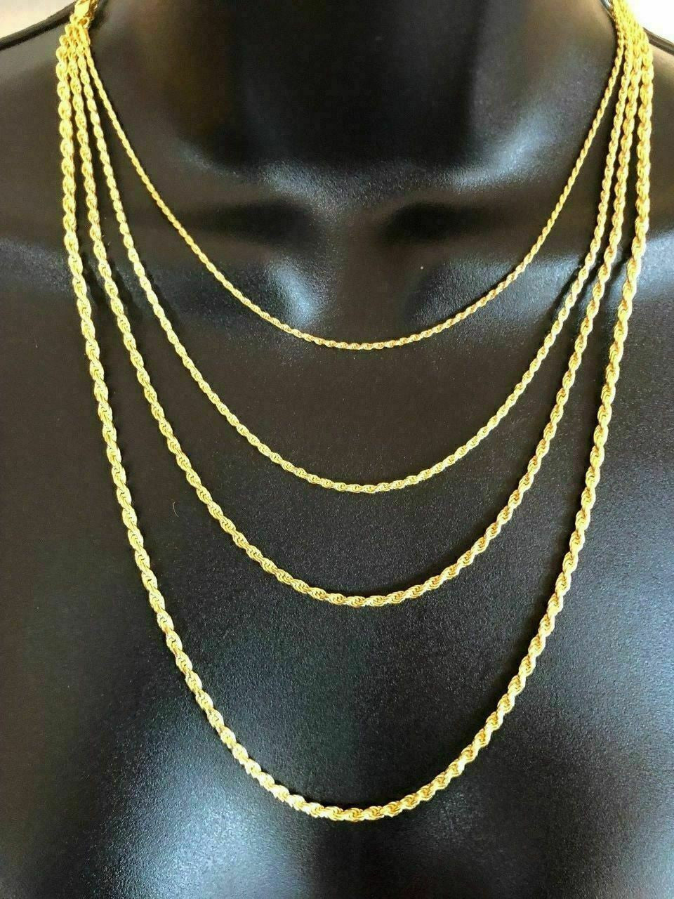 Women's & Men's 14k Gold Over Silver Solid Rope Chain Necklace