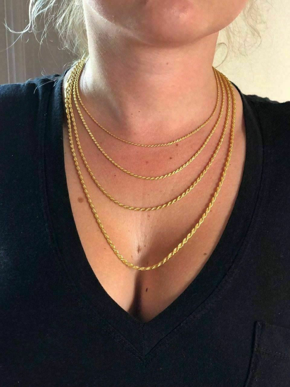 Women's & Men's 14k Gold Over Silver Solid Rope Chain Necklace