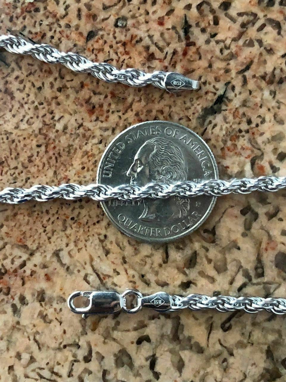 Women's & Men's Sterling Silver Rope Chain 1.5-5mm 16"-30" ITALY