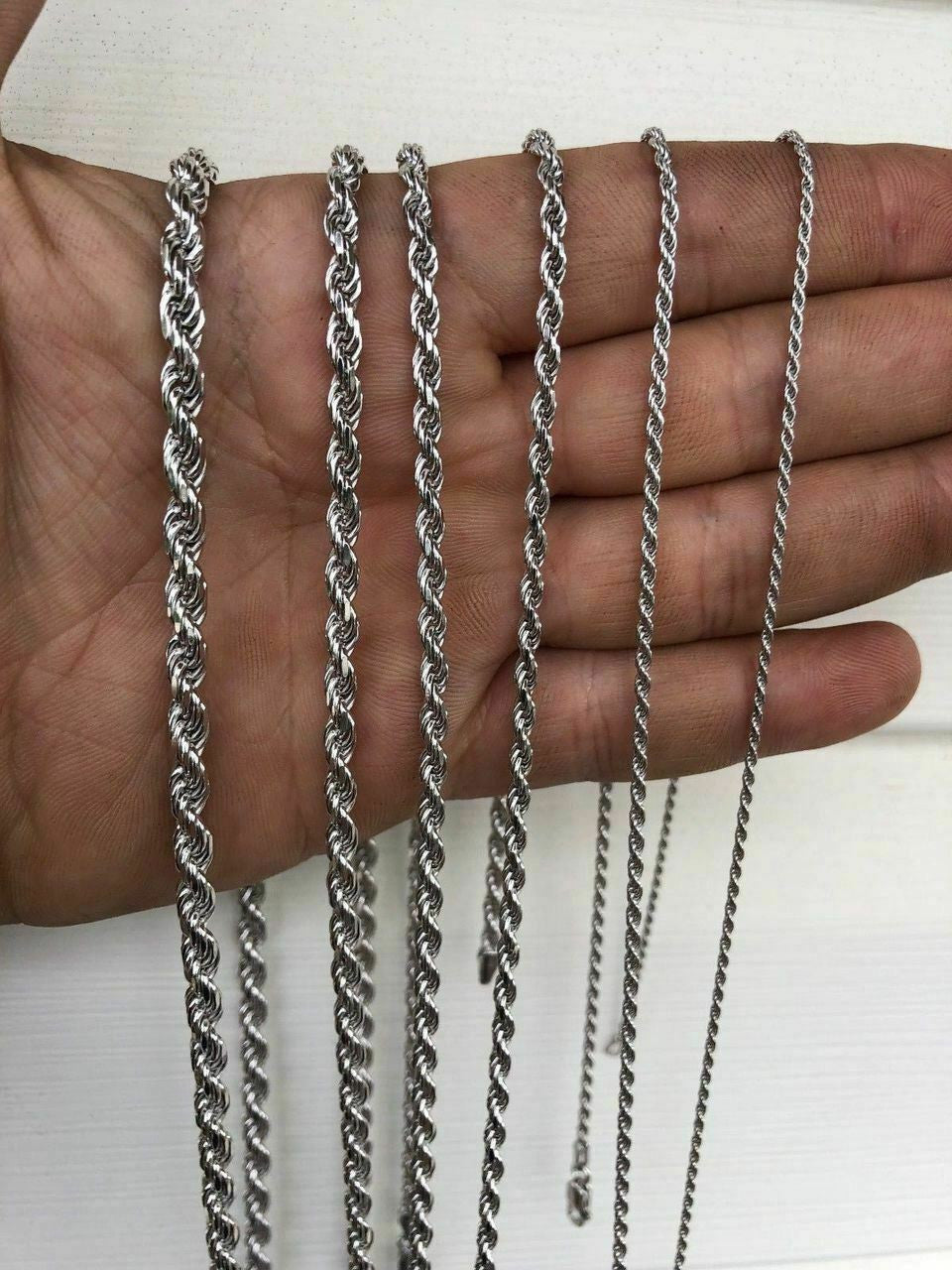 Women's & Men's Sterling Silver Rope Chain 1.5-5mm 16"-30" ITALY