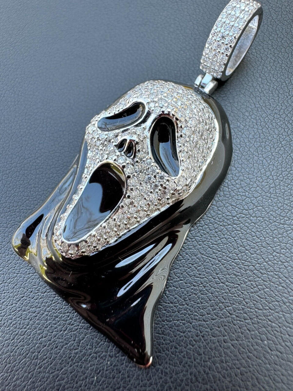 Real Moissanite Scream Mask Ghostface Iced Pendant Necklace 925 Silver / Gold