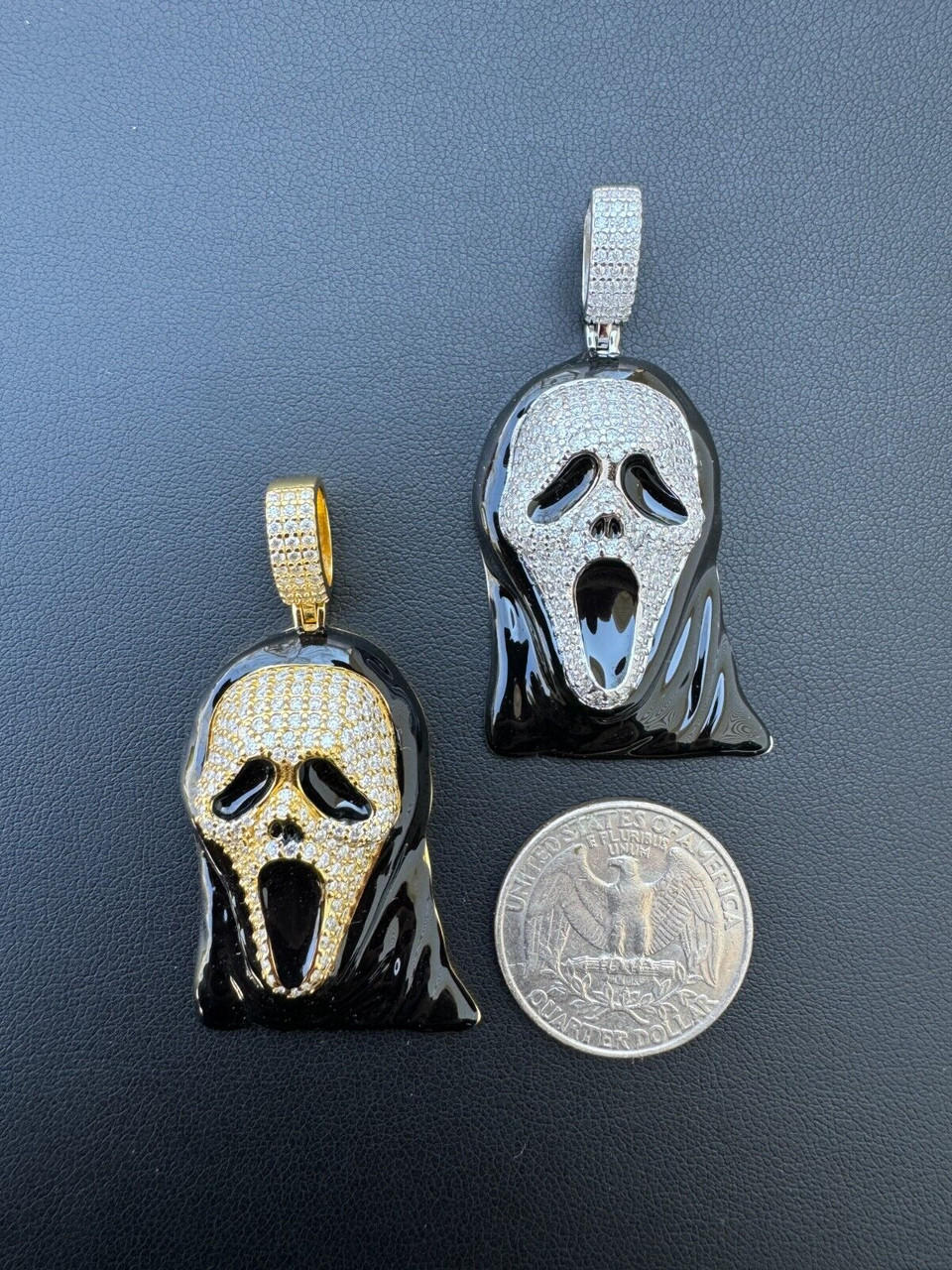 Real Moissanite Scream Mask Ghostface Iced Pendant Necklace 925 Silver / Gold