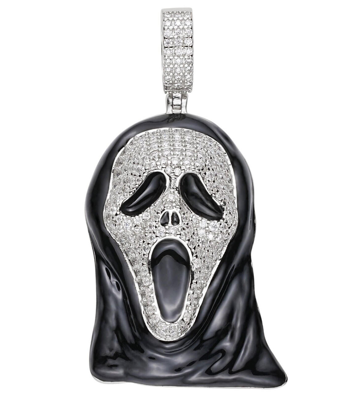 Real Moissanite Scream Mask Ghostface Iced Pendant Necklace 925 Silver / Gold