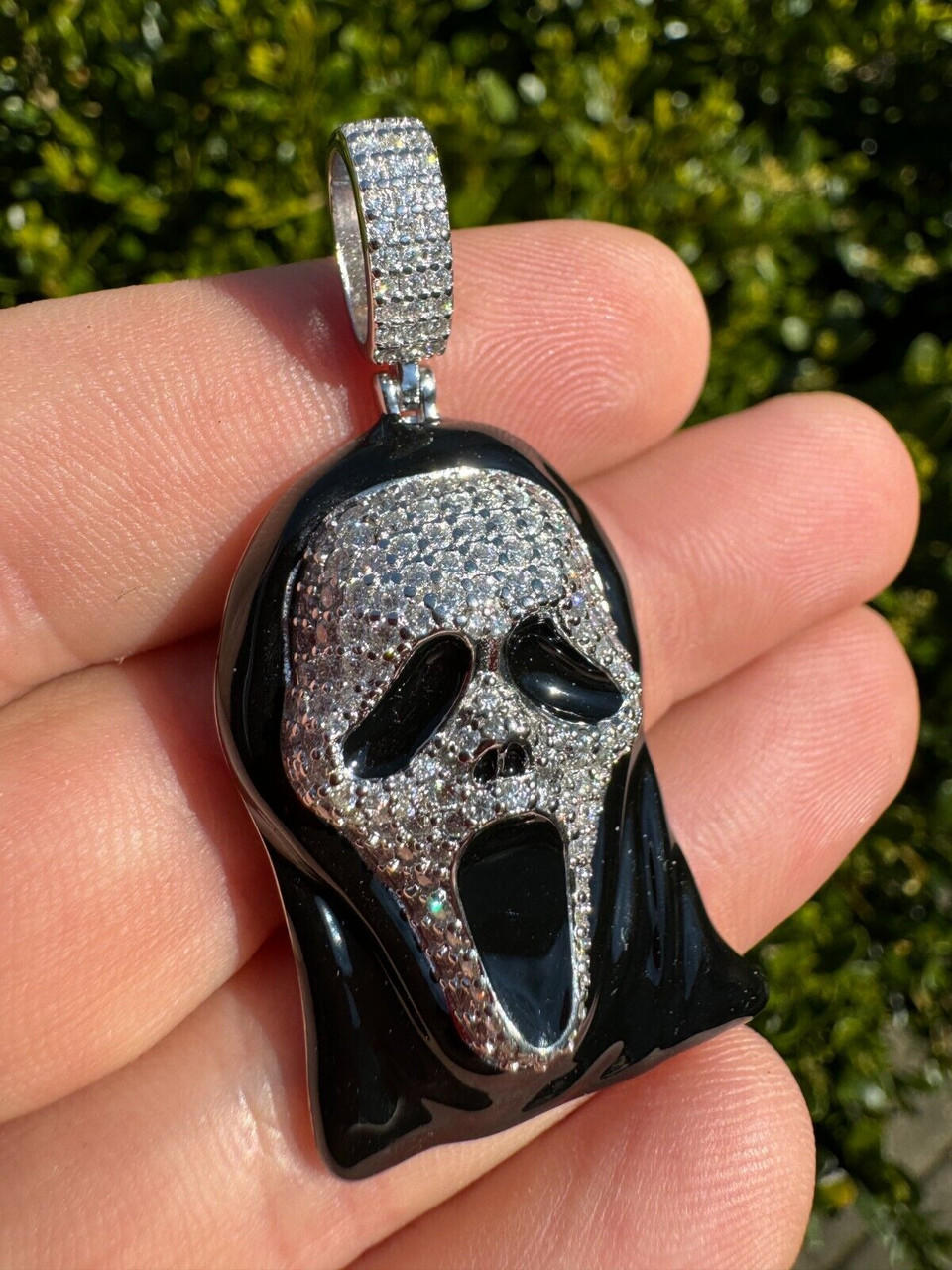 Real Moissanite Scream Mask Ghostface Iced Pendant Necklace 925 Silver / Gold