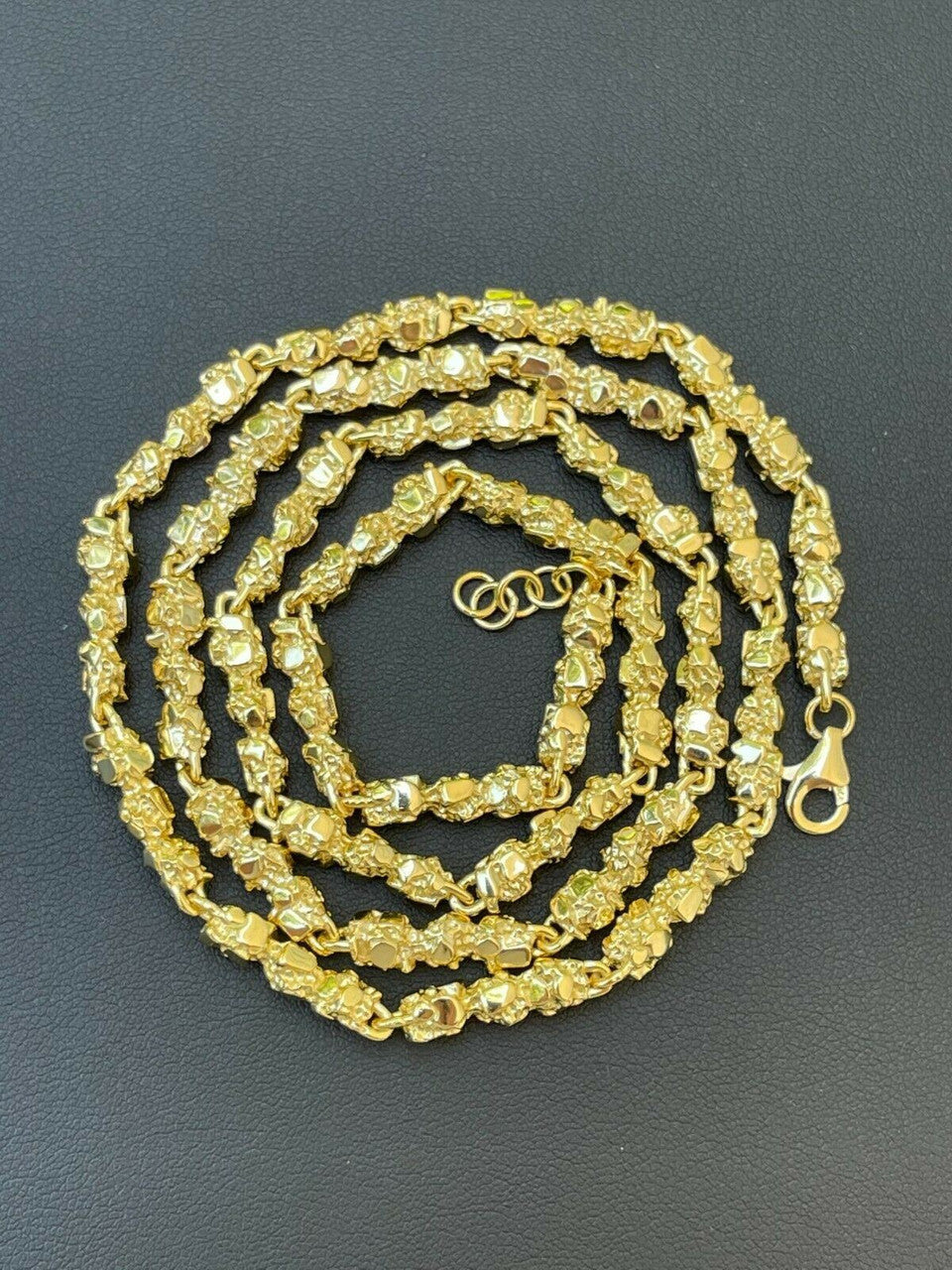 14k Gold Over Solid 925 Sterling Silver Nugget Link Chain Necklace 5mm 18-30"