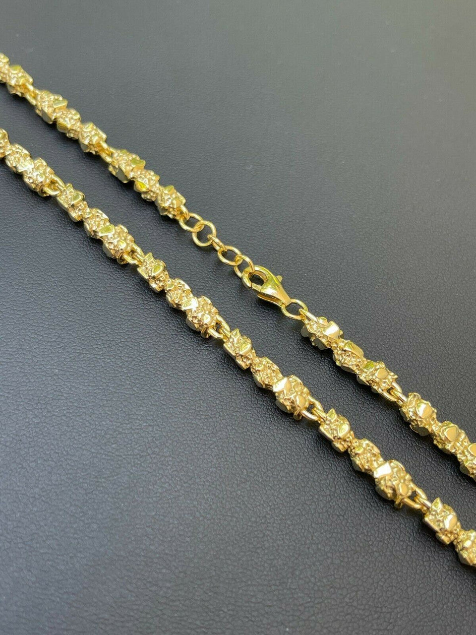 14k Gold Over Solid 925 Sterling Silver Nugget Link Chain Necklace 5mm 18-30"