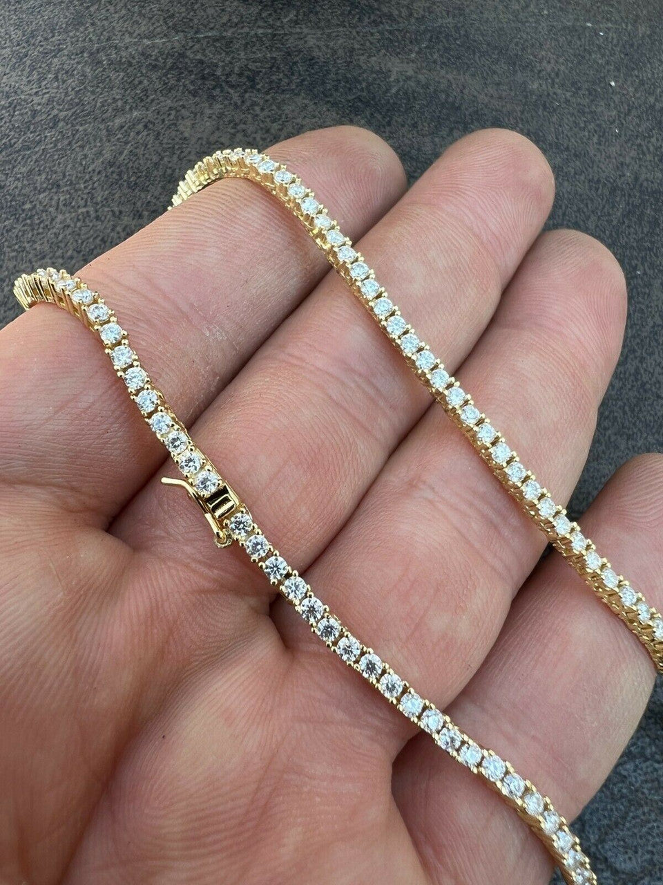 2mm MOISSANITE 14k Gold Vermeil Silver Tennis Chain Necklace Pass Diamond Test