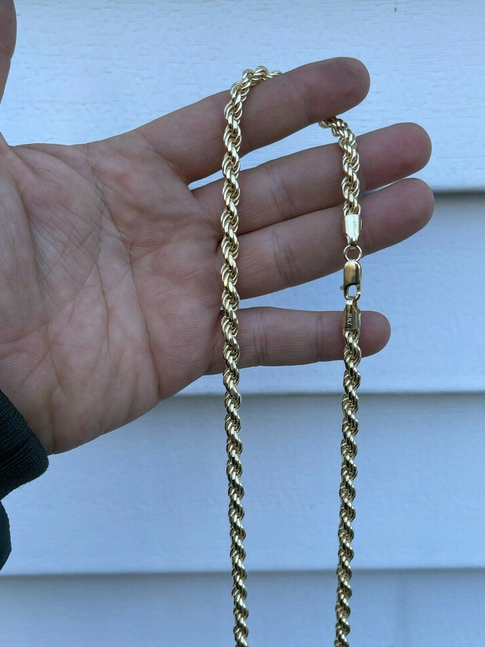 6mm Thick Men's Rope Chain 14k Gold Over Real Solid 925 Sterling Silver Necklace