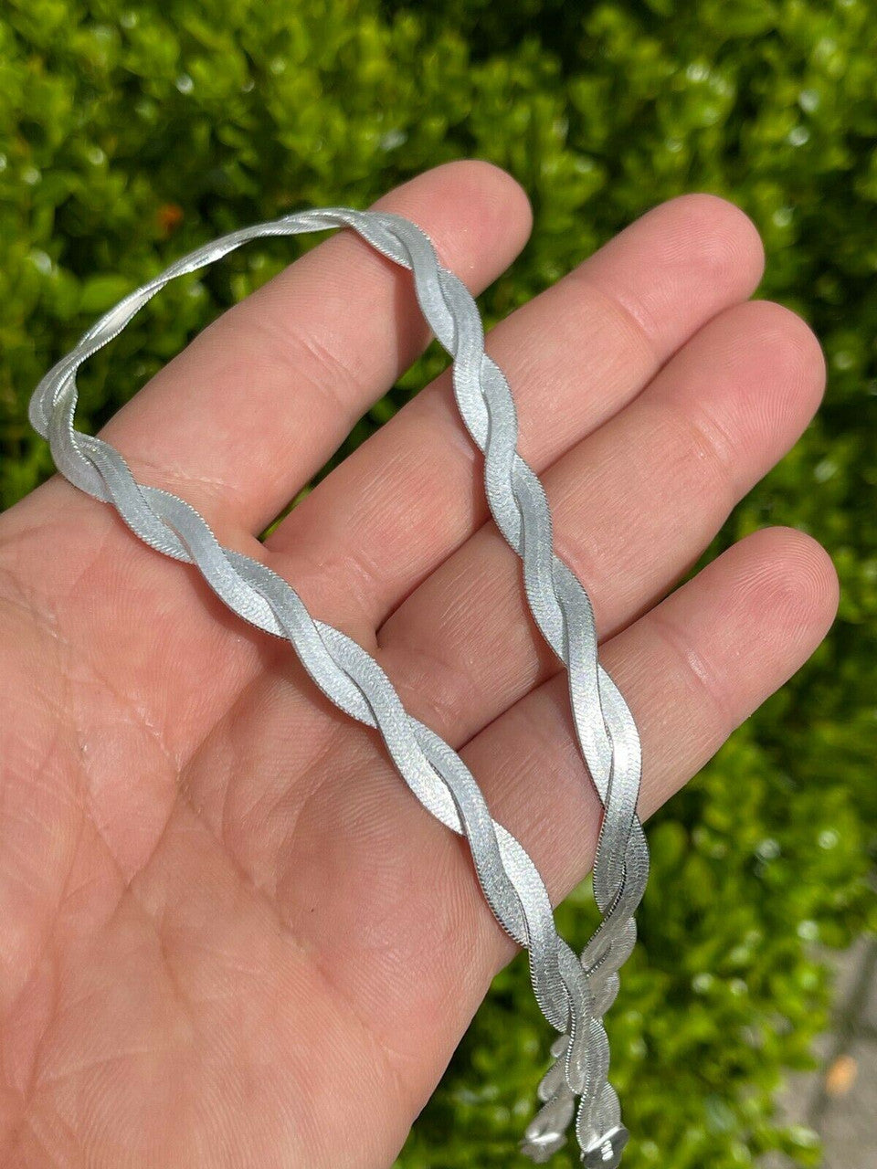 7mm Thick Solid 925 Silver Twisted Braided Herringbone Chain Necklace 16" - 20"