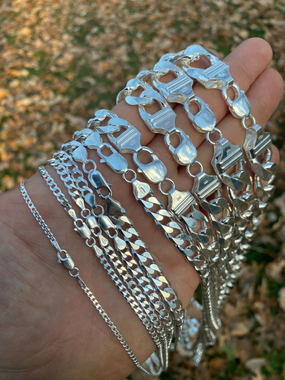 925 Sterling Silver Miami Cuban Link Chain Or Bracelet ITALY Curb
