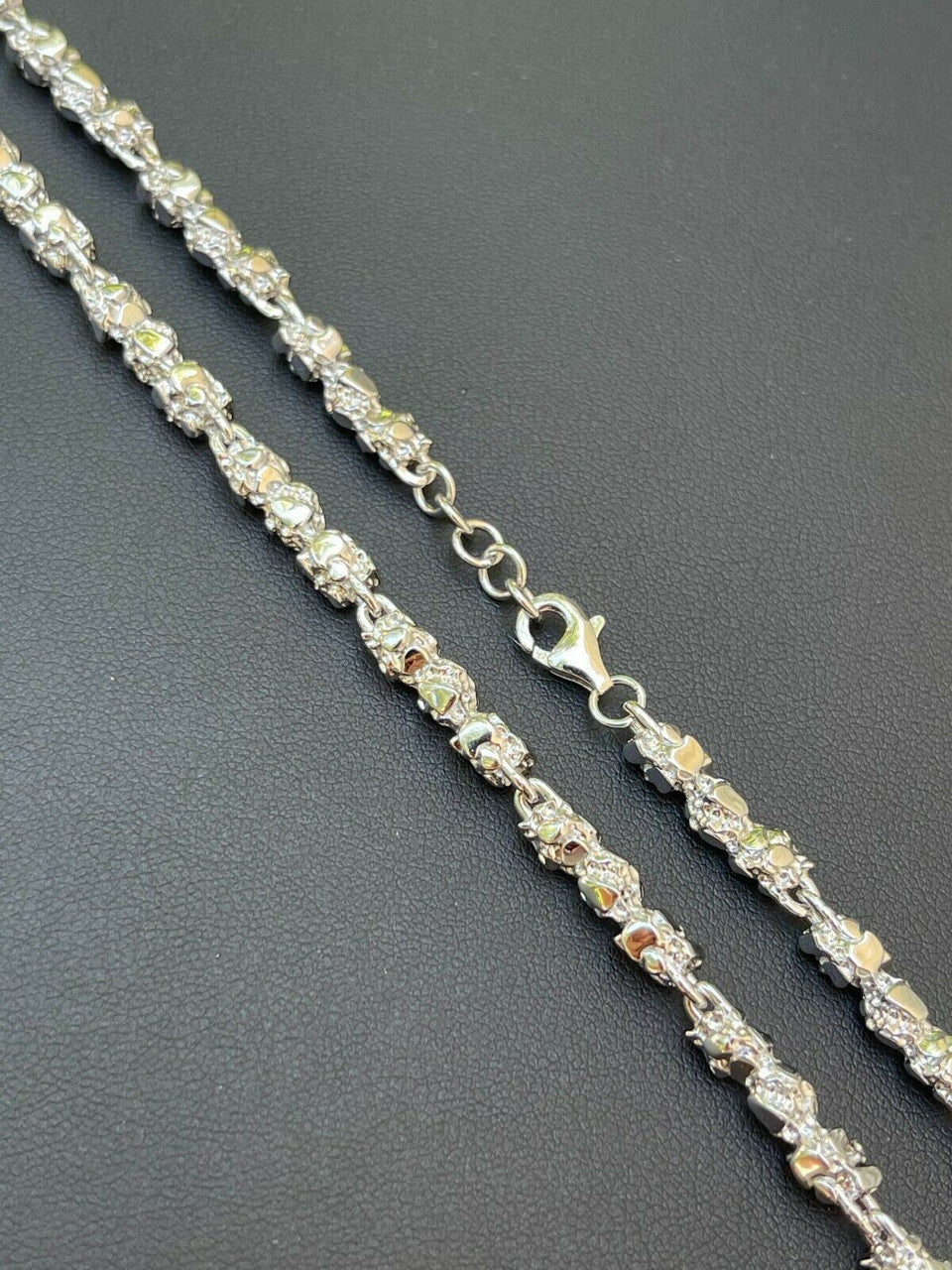 Custom Handmade Solid 925 Sterling Silver Nugget Link Chain Necklace 5mm 18-30"