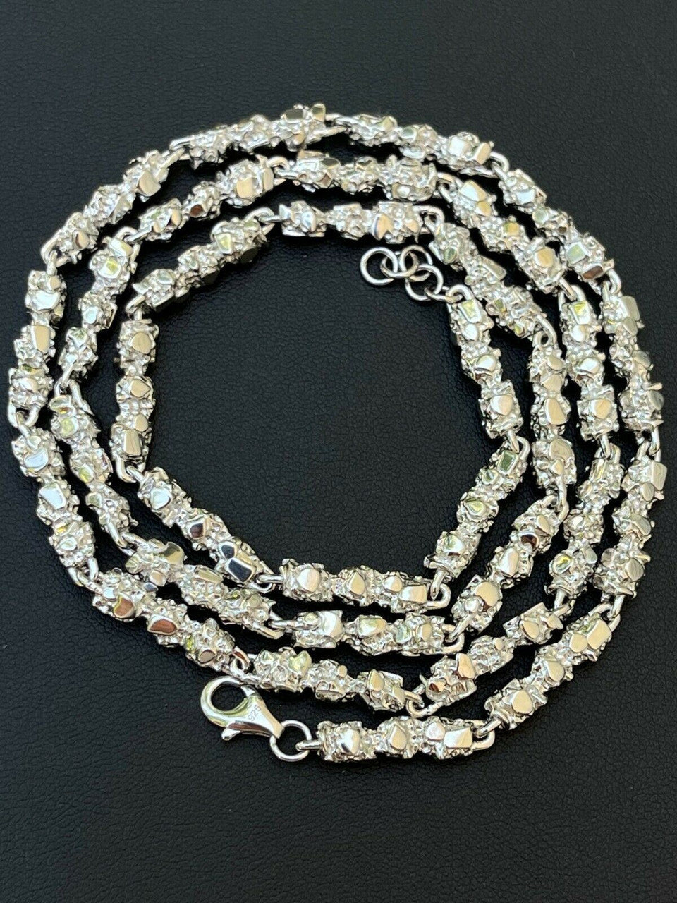 Custom Handmade Solid 925 Sterling Silver Nugget Link Chain Necklace 5mm 18-30"