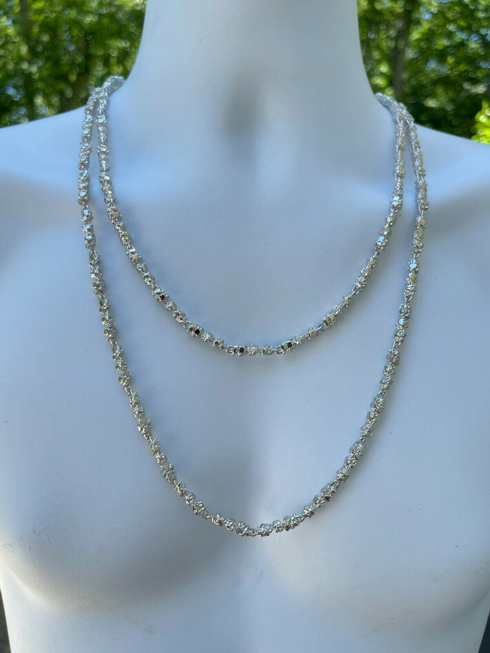 Custom Handmade Solid 925 Sterling Silver Nugget Link Chain Necklace 5mm 18-30"