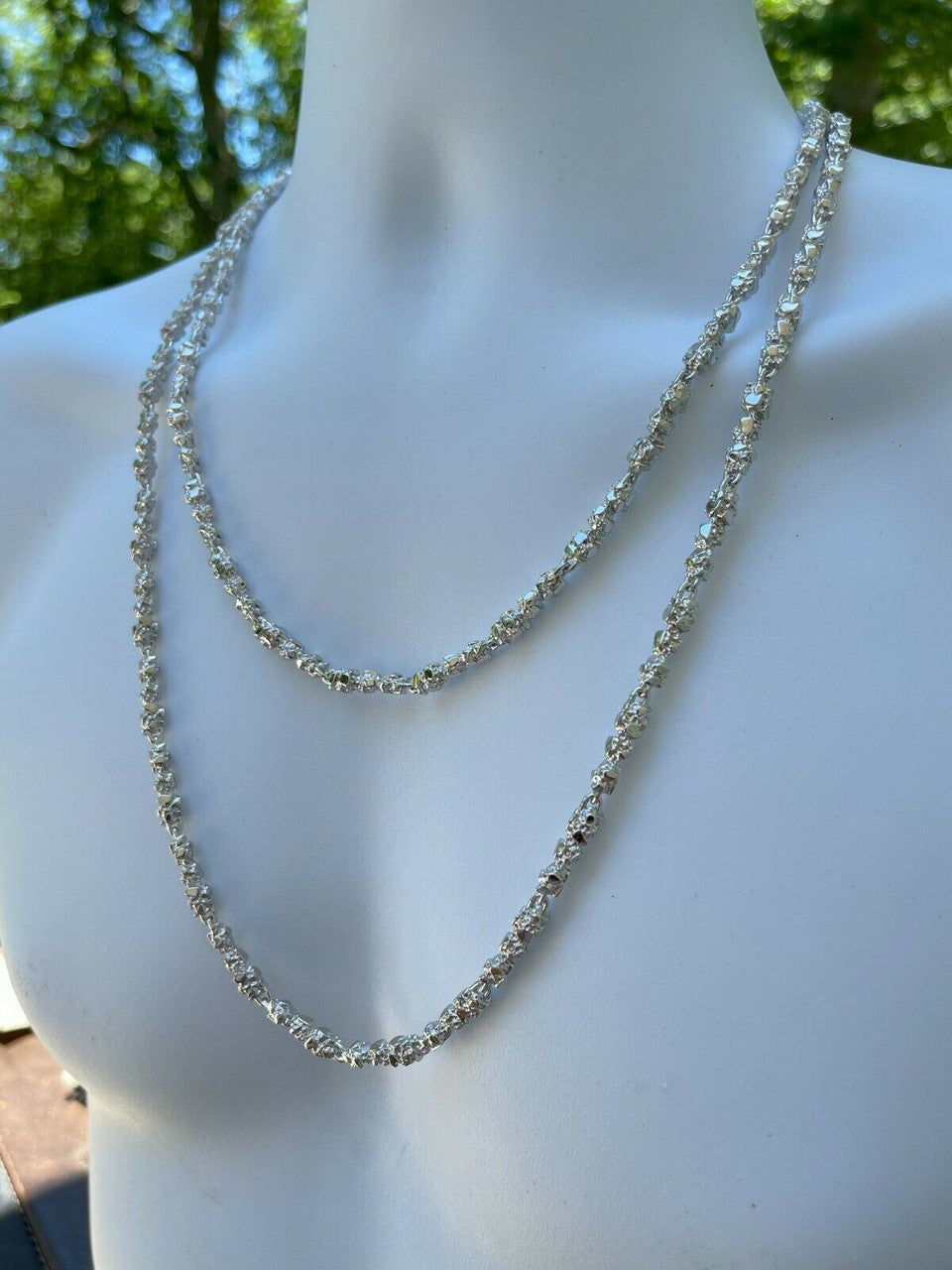 Custom Handmade Solid 925 Sterling Silver Nugget Link Chain Necklace 5mm 18-30"