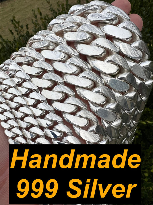 Handmade Tight Link Miami Cuban CHAINS In 999 Silver - MADE TO ORDER In 4-5 Weeks