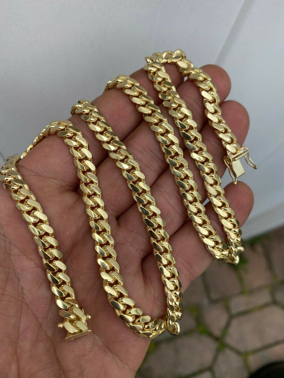 14k Men's Solid HEAVY Yellow Gold Miami Cuban Link Chain Box Lock Necklace 3mm-4mm