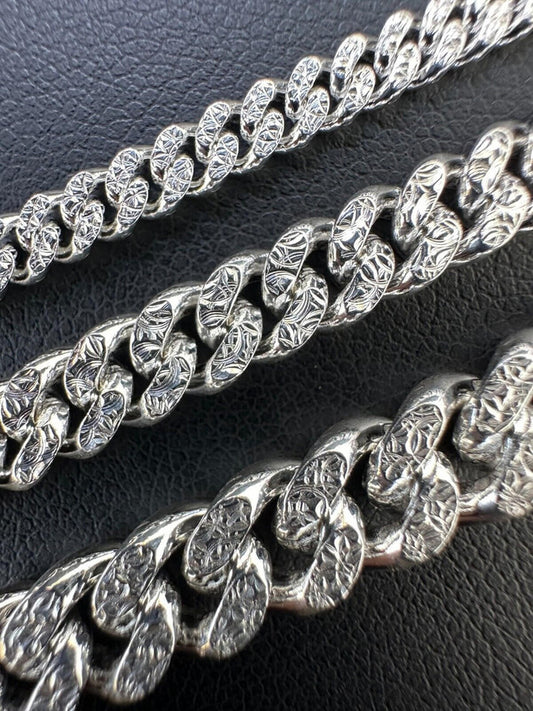 Diamond Cut Miami Cuban Link Chain Necklace Or Bracelet - 925 Sterling Silver