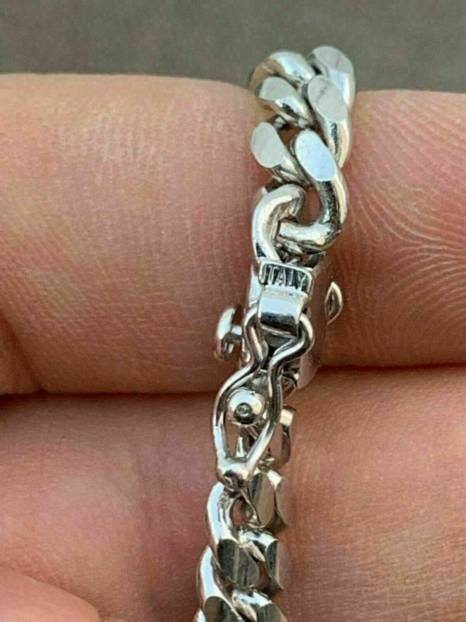 Miami Cuban Link Chain Real Solid 925 Silver ITALY Heavy 6mm 18-30" Box Lock