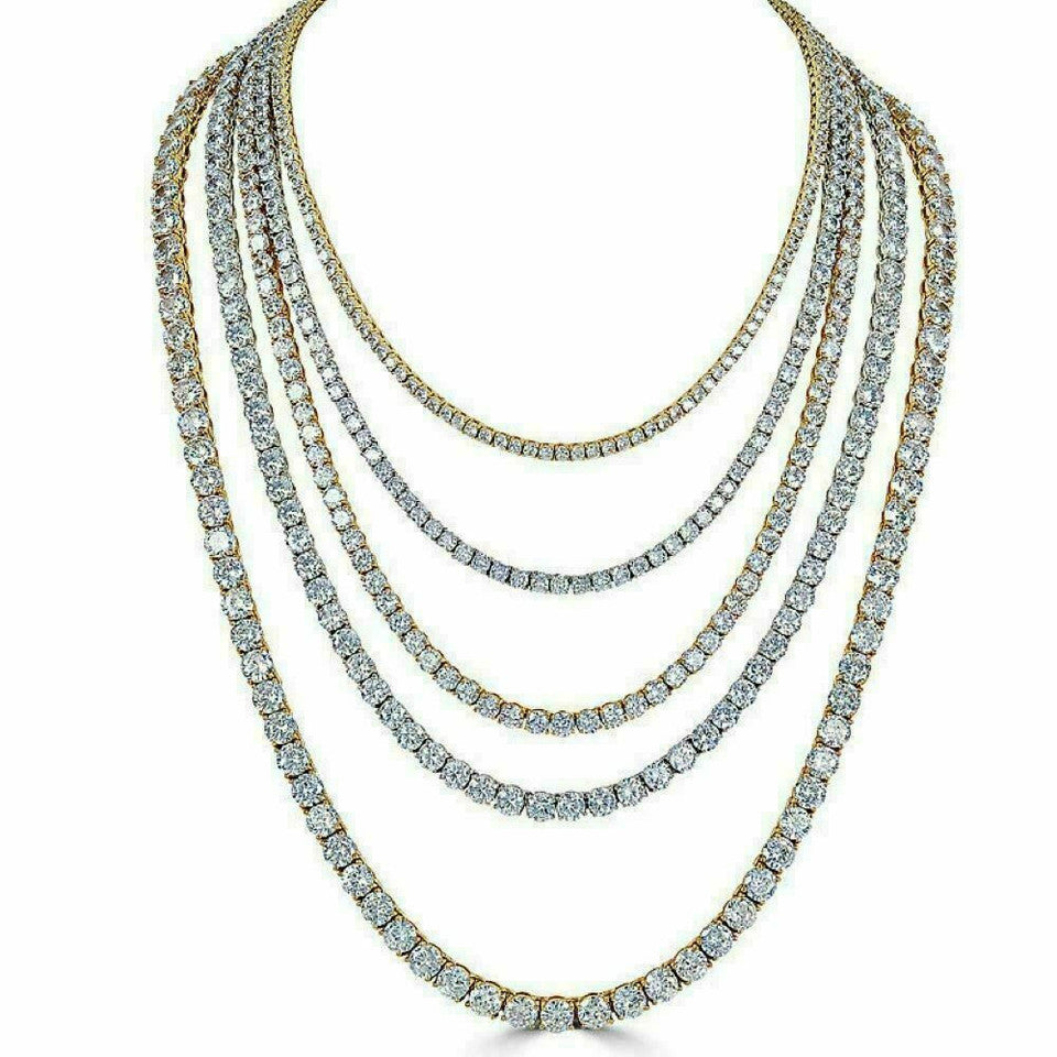 Tennis Chain Real Single Row ICED Necklace MOISSANITE PASSES DIAMOND TEST 3-7mm