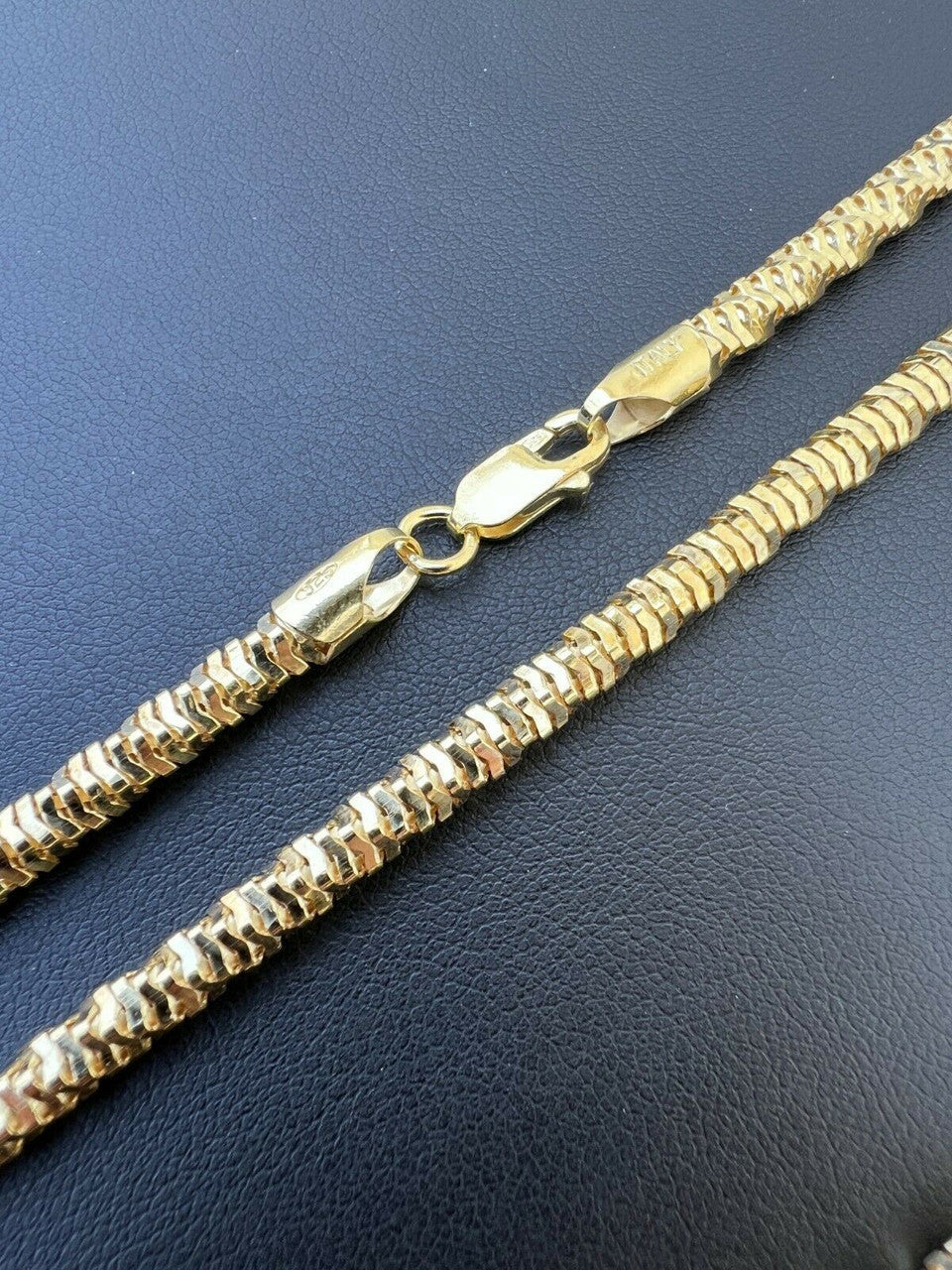 Real 14k Gold Vermeil 925 Silver Diamond Cut Sparkle Ice Rope Chain Necklace 4mm