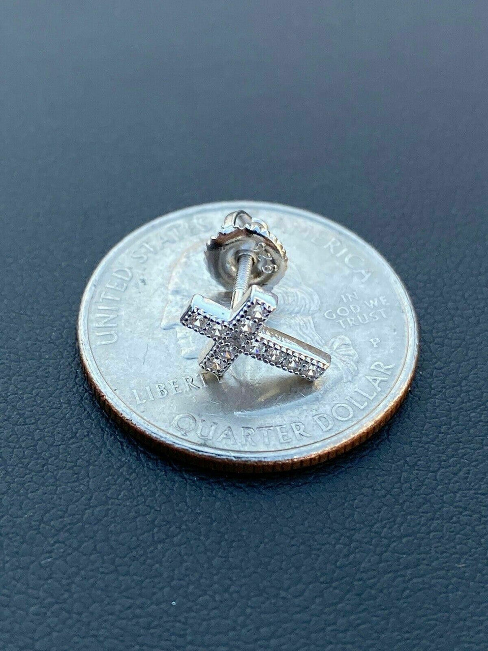 Real MOISSANITE 925 Silver Small Cross Earrings Studs Iced Pass Diamond Tester