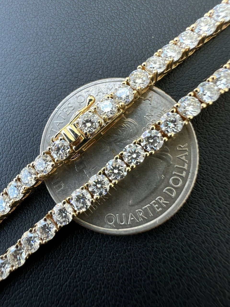 Real Solid 10k Gold 3mm Moissanite Tennis Chain Necklace - Passes Diamond Tester