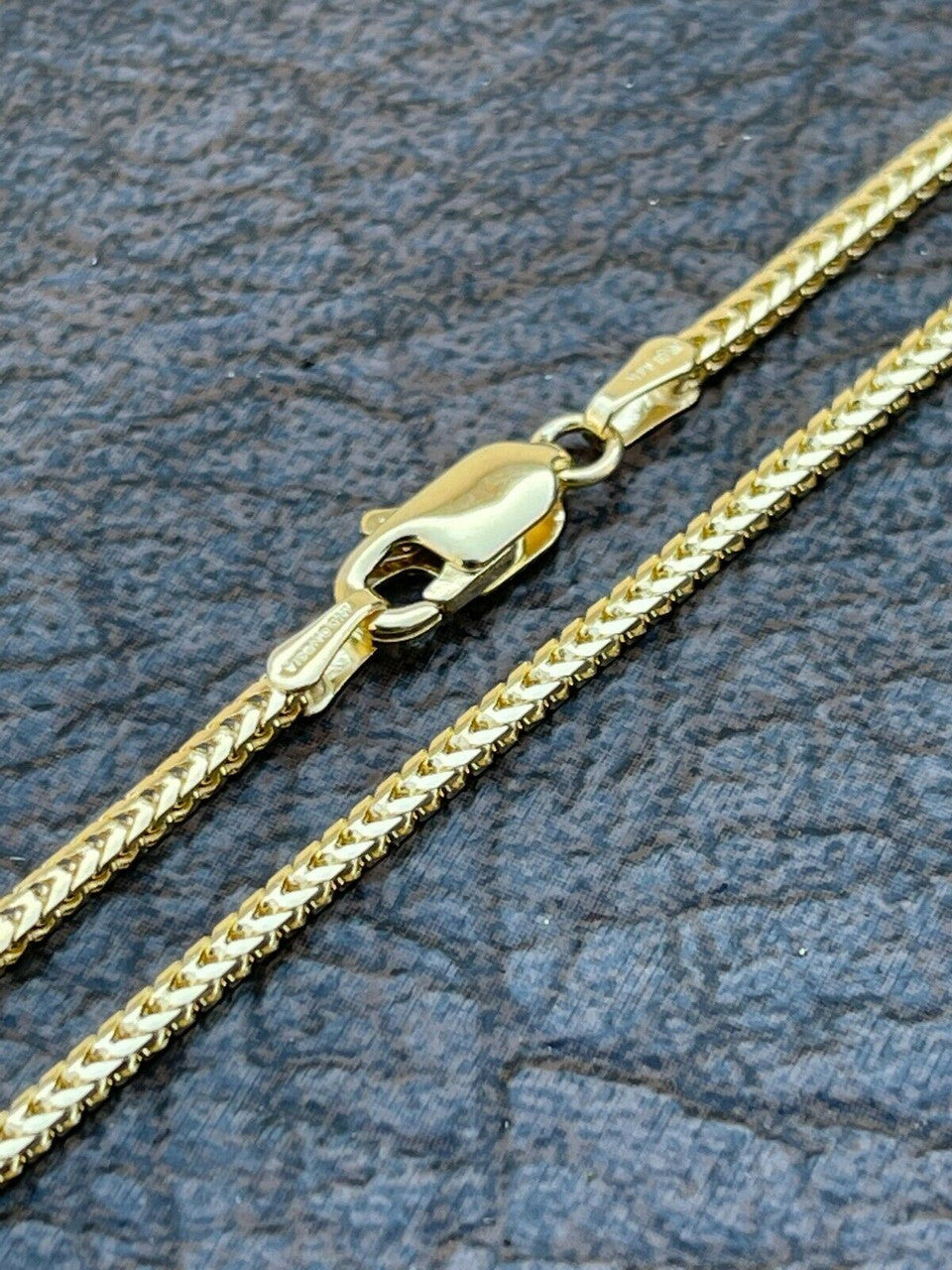 14k Solid Gold Franco Link Chain 1.5mm Necklace For Pendant Mens Ladies 16-24"